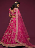 Art Silk Pink Reception Lehenga for Bride