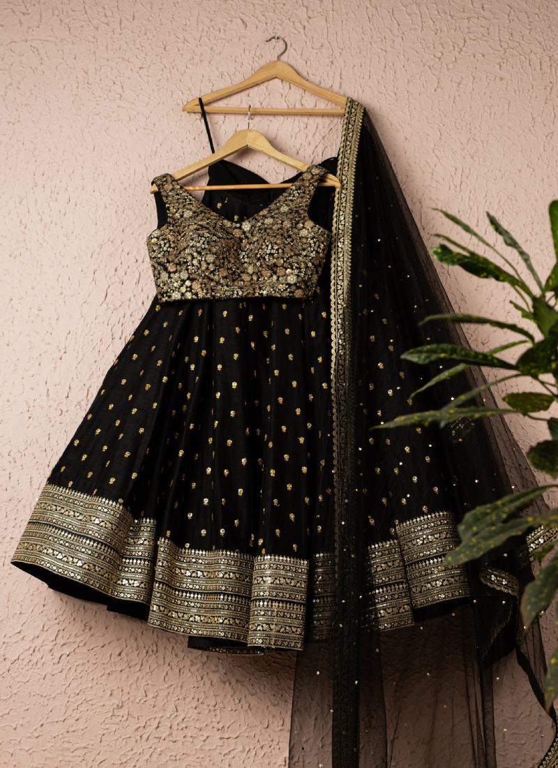 Black Party Wear Lehenga Choli With Sequence Work