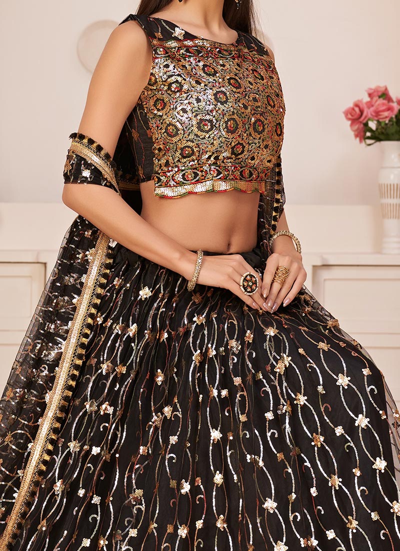 New Party Wear Lehenga Designs with Black Color