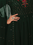Bottle Green Thread Embroidered Georgette Salwar Kameez