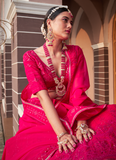 Brilliant Rani Pink Lucknowi Work Georgette Lehenga Choli
