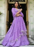 Lavender Foil Mirror Wedding Lehenga Choli