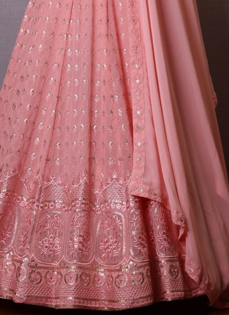 Peach Thread Embroidery Indian Wedding Wear