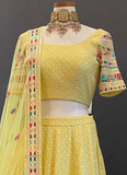 Stylish Yellow Embroidery Work Designer Yellow Lehenga for Haldi