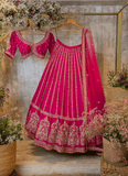 Pink Georgette Bridal Wear Lehenga Choli With Embroidery Work