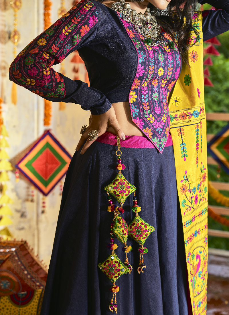 Traditional Wear Silk Black Navratri Chaniya Choli