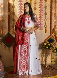 Navaratri Special White Color Muslin Cotton Mirror Chaniya Choli