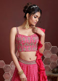 Presenting Digital Print Pink Lehenga Choli With Ruffle Dupatta