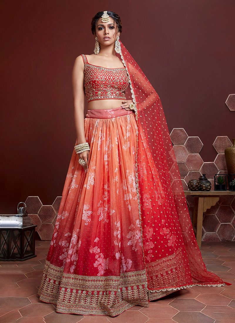 Wedding Wear Floral Printed Lehenga Choli For Women
