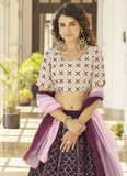 Designer Purple Georgette Thread Embroidered Lehenga Choli Set For Women