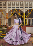 Digital Printed Silk Dusty Pink Designer Chaniya Choli for Navratri