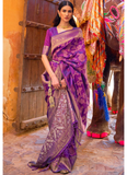 Alluring Purple Handloom Silk Saree with Weaving Sequins Work