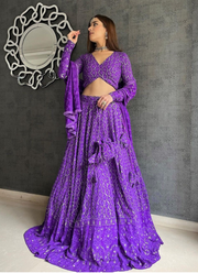 Classy Purple Sequence Embroidery Work Georgette Lehenga Choli