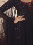 Designer Purple Embroidered Work Georgette Salwar Suit