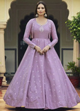 Embroidered Work Pure Cotton Purple Gown With Fancy Jacket