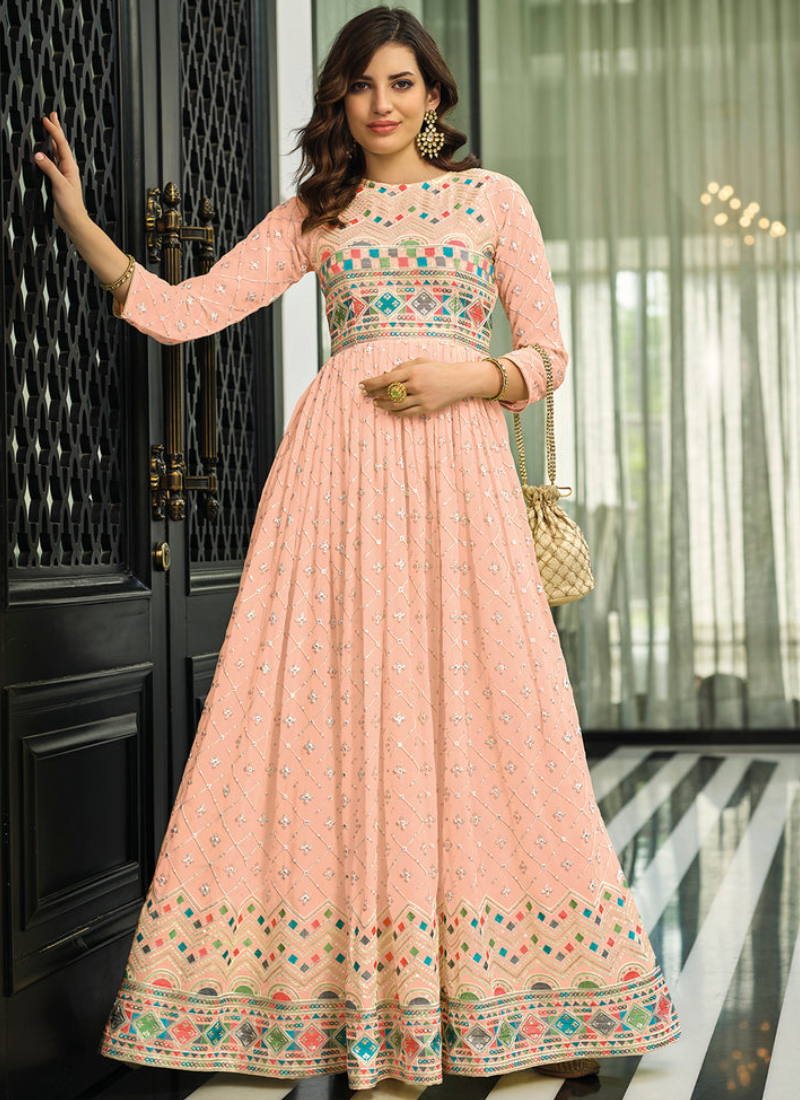 Peach color dress for wedding best sale