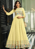 Wedding Wear Georgette Yellow Gown for Haldi Functions