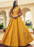Haldi Function Special Yellow Pure Cotton Gown With Koti