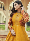 Haldi Function Special Yellow Pure Cotton Gown With Koti