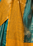 Haldi Special Zari Weaving Work Silk Sky Blue And Yellow Saree