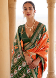 Indian Wear Silk Fabric Swarovski Work Patola Printed Saree
