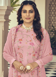 Light Pink Resham Sequence Work Faux Georgette Latest Suit