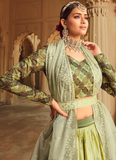 Mehndi Function Special Green Shaded Silk Lehenga Choli Set