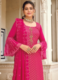 Rani Pink Georgette Embroidery Pant Style Salwar Suit