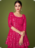 Pink Georgette Embroidered Lehenga Suit Design