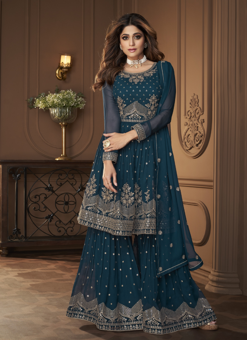 Blue top sharara dress
