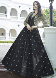 Sequence Work Black Anarkali Gown With Patola Print Koti