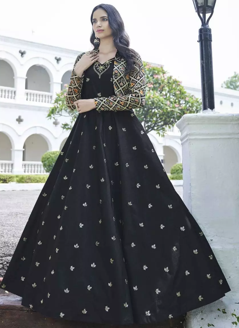 Buy FLORY VOL 13 Anarkali Long Gown In Black Color By SHUBHKALA at Rs 900  online from Surati Fabric Gown  V 4101