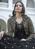 Sequence Work Black Anarkali Gown With Patola Print Koti