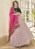 Stunning Dusty Pink Georgette Sequence Embroidered Work Lehenga Choli
