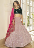 Stunning Dusty Pink Georgette Sequence Embroidered Work Lehenga Choli