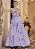 Stunning Georgette Lavender Embroidery Work Indo Western Gown