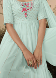 Stylist Embroidered Sky Blue Georgette Palazzo Salwar Suit