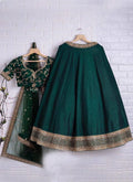 Art Silk Bottle Green Emerald Simple Lehenga Choli For Mehendi