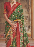 Viscose Dola Silk Green Color Latest Patola Saree Design