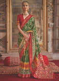 Viscose Dola Silk Green Color Latest Patola Saree Design