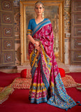 Designer Viscose Dola Silk Rani Pink Patola Saree