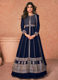 Party Wear Navy Blue Embroidery Work Anarkali Salwar Suit