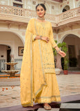 Georgette Yellow Sequence Work Palazzo Dress for Haldi